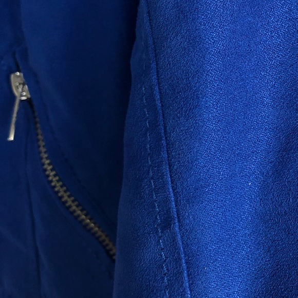 COPY - Cobalt blue cropped moto suede jacket - Picture 8 of 15